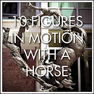 10 figures in motion with a horse, Calgary Public Art