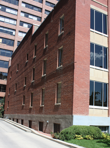 side of the building with false windows